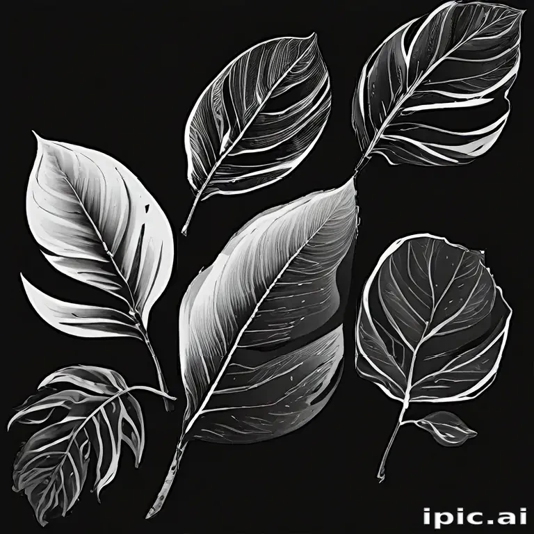 black and white leaf clip art