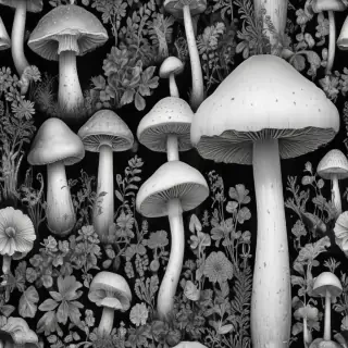 mushroom clipart black and white