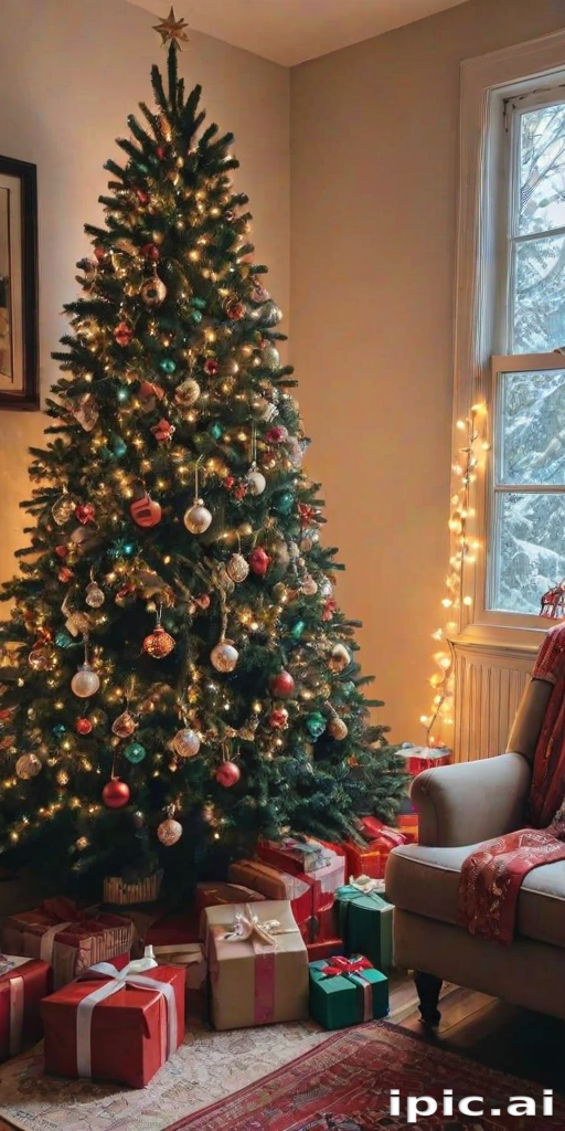 A Cozy Living Room Decorated for Christmas with a Beautiful Tree