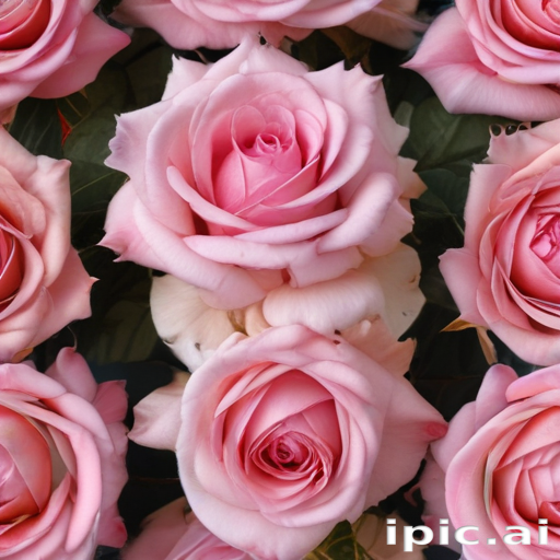Beautiful Arrangement of Soft Pink Roses in Full Bloom Together