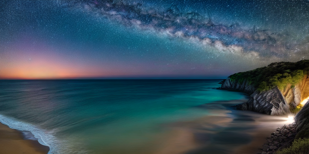 a beach at night with a starry sky and a coa beach with a starry sky ...