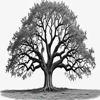 oak tree clipart black and white