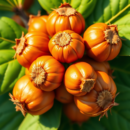 Create a vibrant illustration of a cluster of hazelnuts with green leaves, close-up view, using a Canon EOS R5, 50mm lens, f/2.8 aperture, ISO 100, natural lighting for enhanced detail and color.