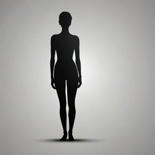 create a simplified silhouette of a standing person, using a solid black color on a plain background