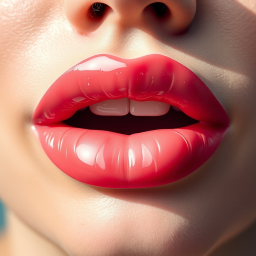 Captivating shot of crystal-clear lips with a glass-like finish, emphasizing transparency and light-reflecting properties in high resolution