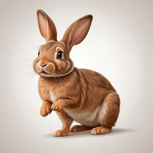 vector illustration, cute brown rabbit, dynamic pose, isolated on white background