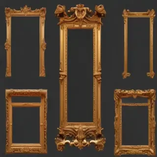 rectangle gold frame png