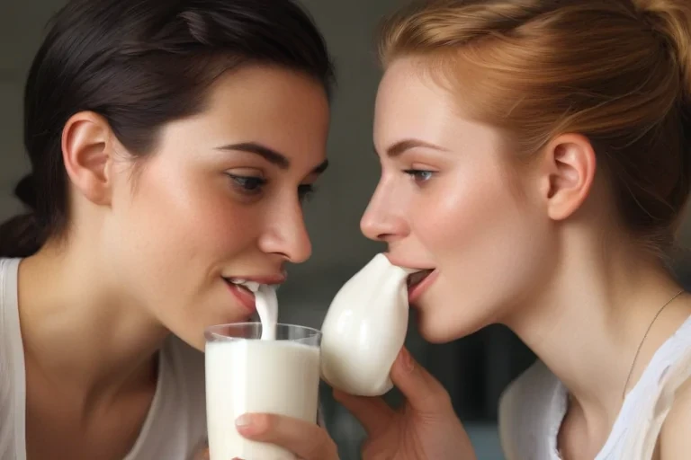 lesbians drinking milk