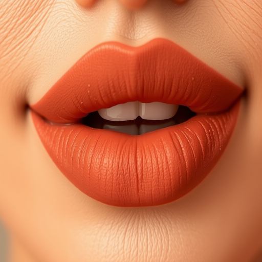 Matte terracotta lips with a powdery texture, dubbed "Desert Dusk," showcasing a warm, earthy tone and a comfortable, long-wearing formula