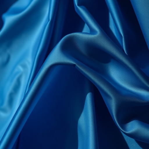 A close-up of a flowing blue fabric with intricate folds and shadows, taken with a DSLR camera at f/4, ISO 100, 1/50s exposure, using a 50mm lens, natural light, with a shallow depth of field to enhance texture and detail.