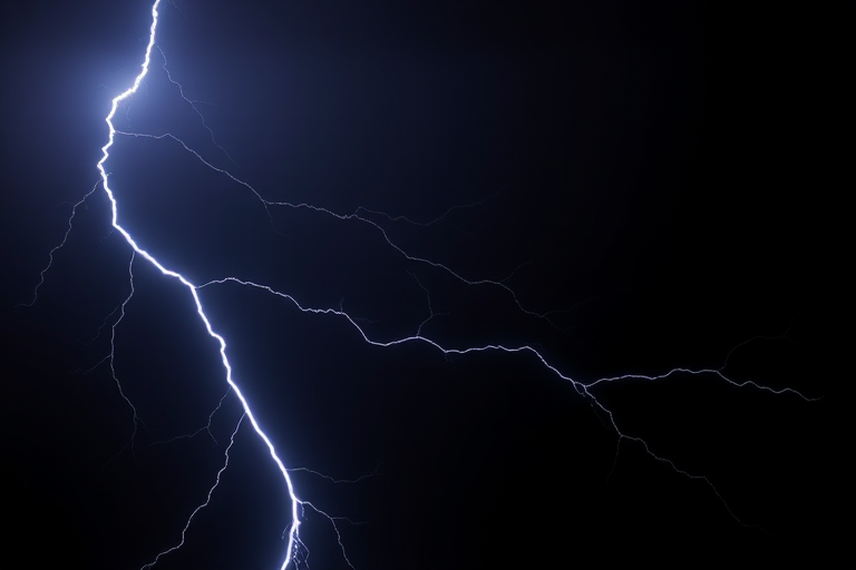 high-resolution lightning bolt striking against a black background, captured with a DSLR camera, ISO 100, f/8 aperture, 1/1000 second shutter speed, use a wide-angle lens for dramatic effect, focus on ensuring sharp details and vibrant color contrast