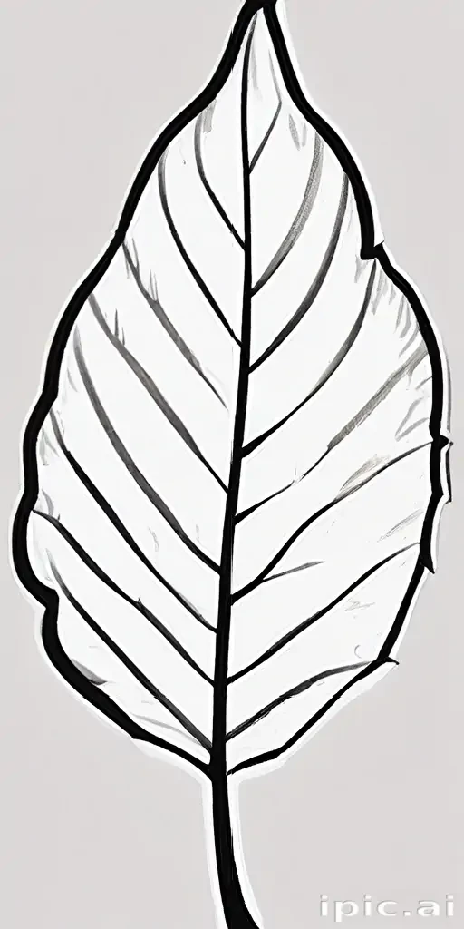 clipart of leaf black and white