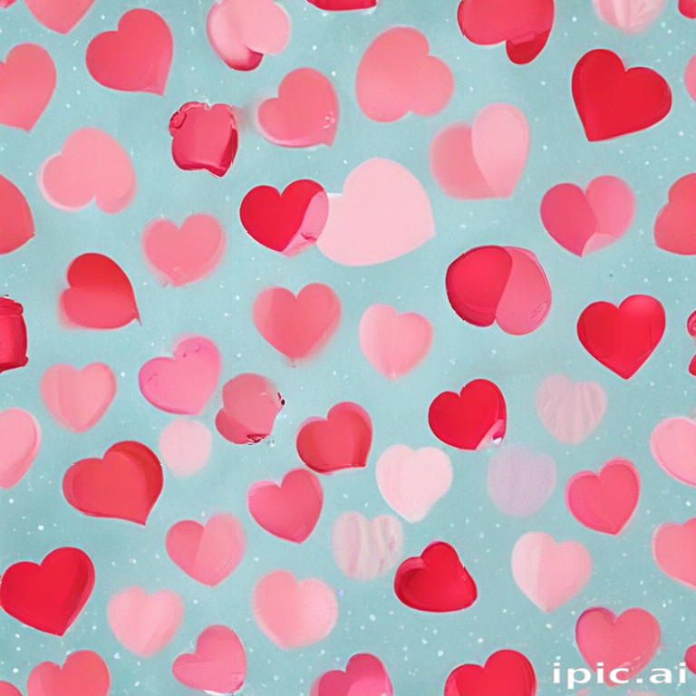 Colorful Hearts Floating on a Soft Blue Background for Valentine's Day