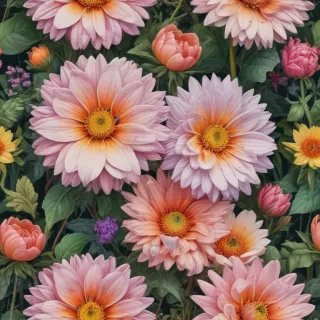 colored drawings of flowers
