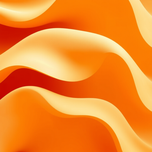 Create an abstract image of smooth, wavy patterns in warm tones of orange and beige with sharp zigzag edges, using a Canon EOS R5 camera, 50mm lens, f/1.4 aperture, ISO 100, and a soft focus style for a dreamy effect.