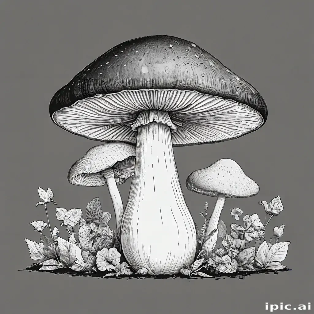 mushroom clip art black and white