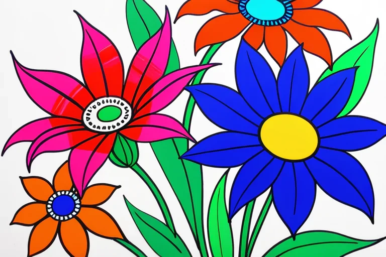 flower drawings with color