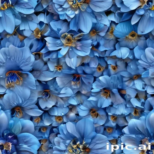 Vibrant Blue Floral Background Filled with Various Beautiful Blossoms ...