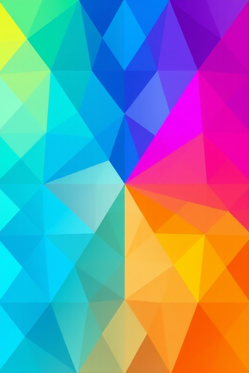 High-resolution image of an abstract geometric pattern with vibrant colors, shot with a DSLR camera, 50mm lens, f/1.8 aperture, ISO 100, and soft natural lighting.