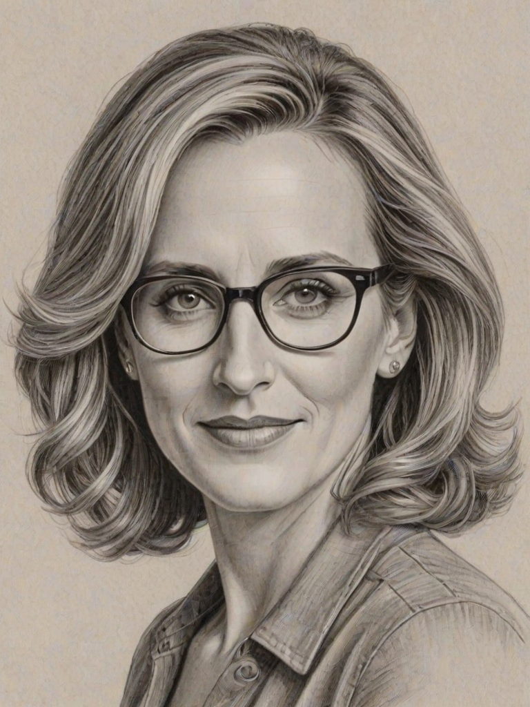 Captivating Marlee Matlin, pencil sketch, portrait of Superb woman 1931s in glasses, hair style beatnik, outline, clear lines, fine lines, 8k
