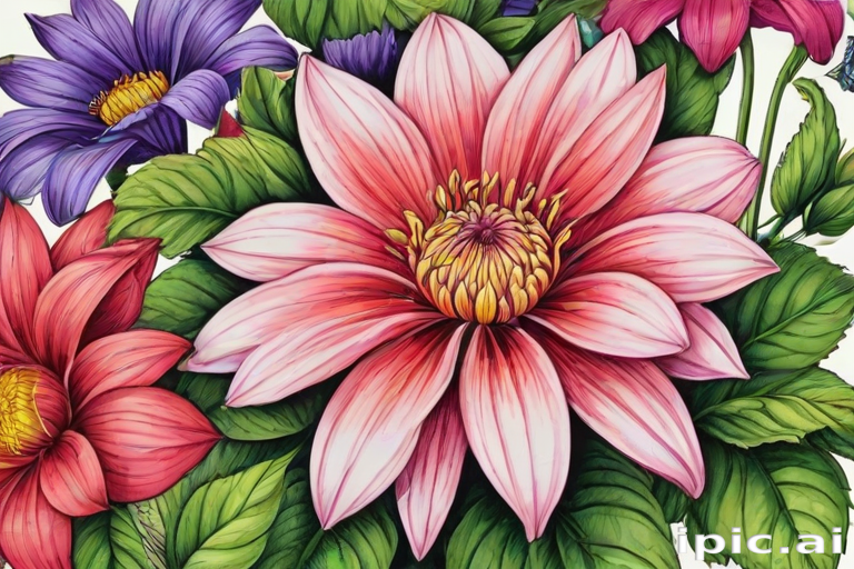 flower drawings color