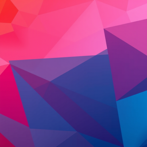 generate a high-resolution abstract image with overlapping geometric shapes in vibrant red and blue hues, soft lighting, minimal noise, captured with a DSLR camera at f/2.8, ISO 100, shutter speed 1/100s, from a slightly elevated angle for depth and sharp focus.
