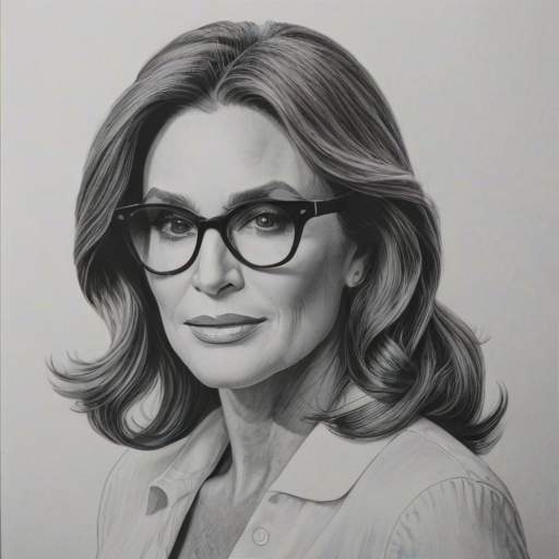 Magnificent Caitlyn Jenner, pencil sketch, portrait of Attractive woman 1936s in glasses, hair style beatnik, outline, clear lines, fine lines, 8k