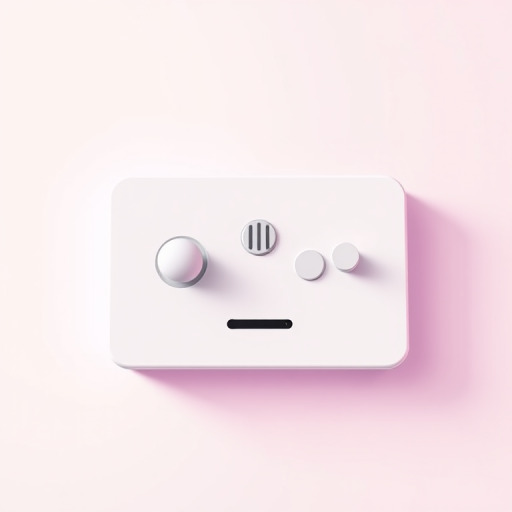 Create a high-resolution vector graphic of a minimalist arcade-style joystick with two console platform designs, using a soft gradient background, top-down camera view, focal length 50mm, aperture f/1.8, ISO 100, digital illustration style.