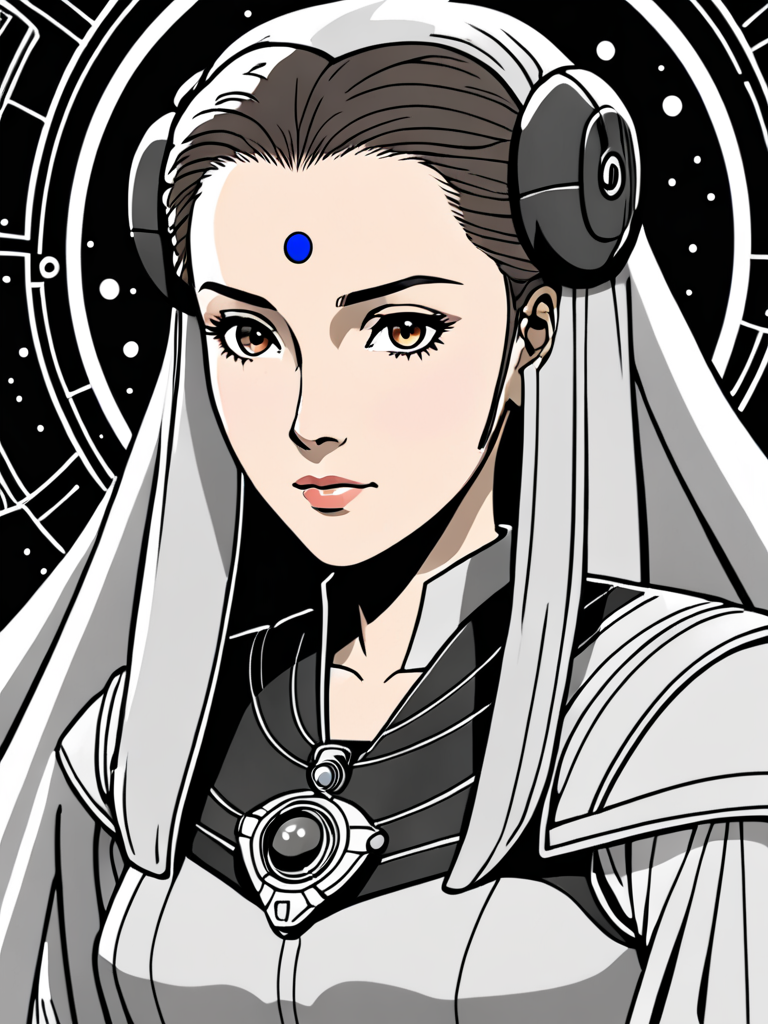 Ai Image Generator - Ai Art Generator - High Quality and 100% Unique Images  - iPic.Ai Padmé Amidala, anime, manga, 2d, ghibli, ghost in a shell, black  and white, cute, sailormoonartstyle, fancy