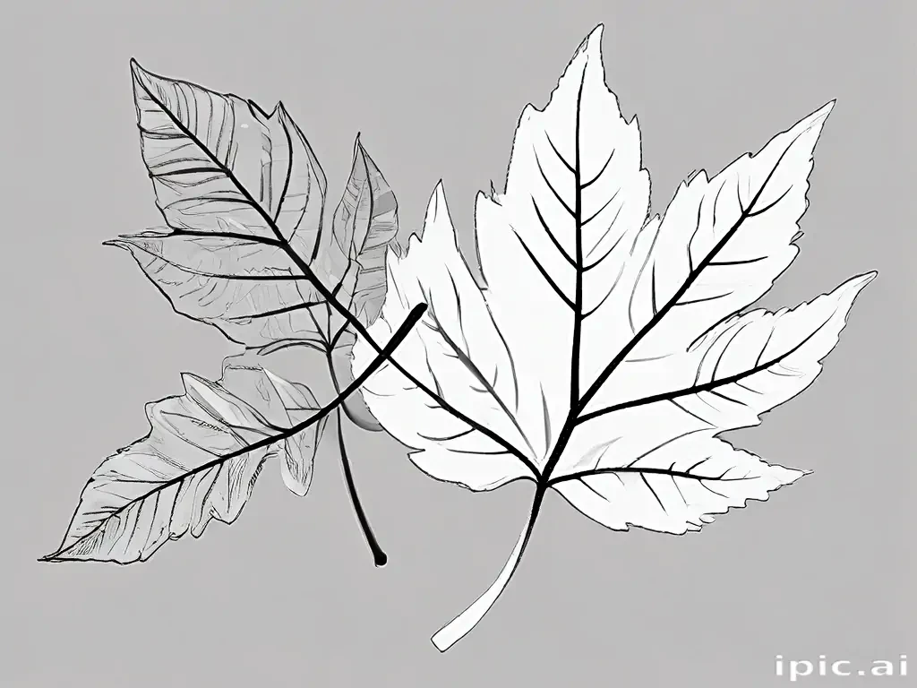 clipart leaf black and white