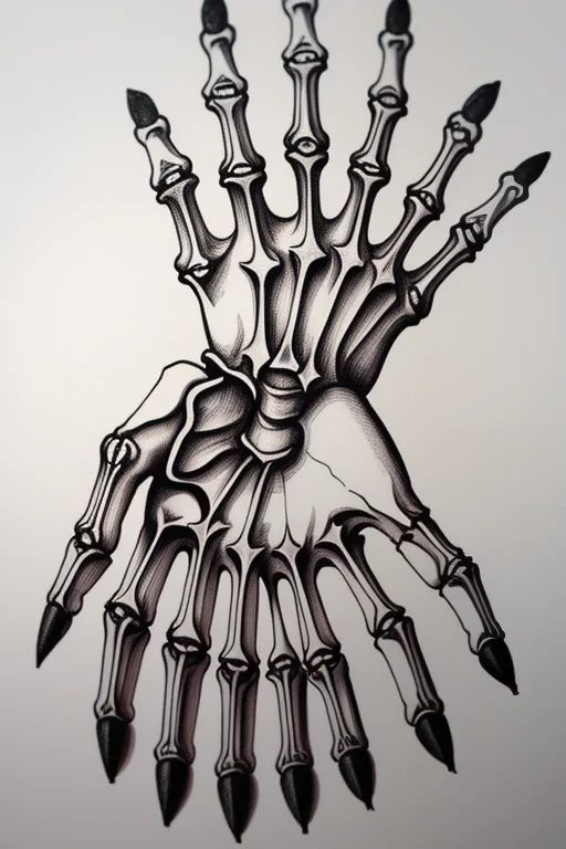 skeleton hand drawing