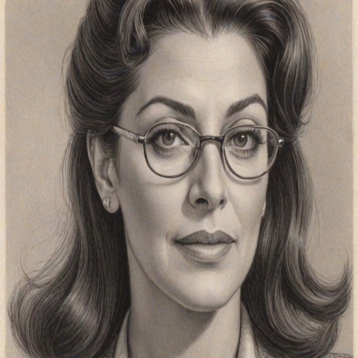 Beauteous Marina Sirtis, pencil sketch, portrait of Wonderful woman 1940s in glasses, hair style beatnik, outline, clear lines, fine lines, 8k