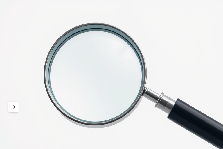 Create a high-resolution vector illustration of a magnifying glass, featuring a smooth silver loop and a black handle, with a focus on sharp details and a minimalistic background, using a 50mm lens, f/2.8 aperture, and soft natural lighting for enhanced clarity.