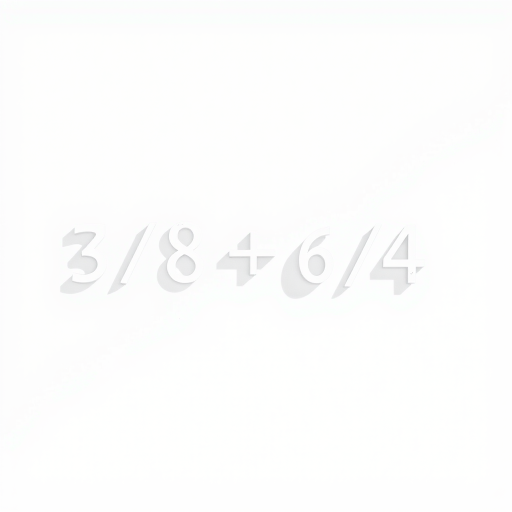 Create a high-resolution image of the mathematical expression 3/8 + 6/4 with a clean, minimalist design, using a DSLR camera with a 50mm lens, aperture f/1.8, 1/100s shutter speed, and natural lighting to enhance clarity and contrast.