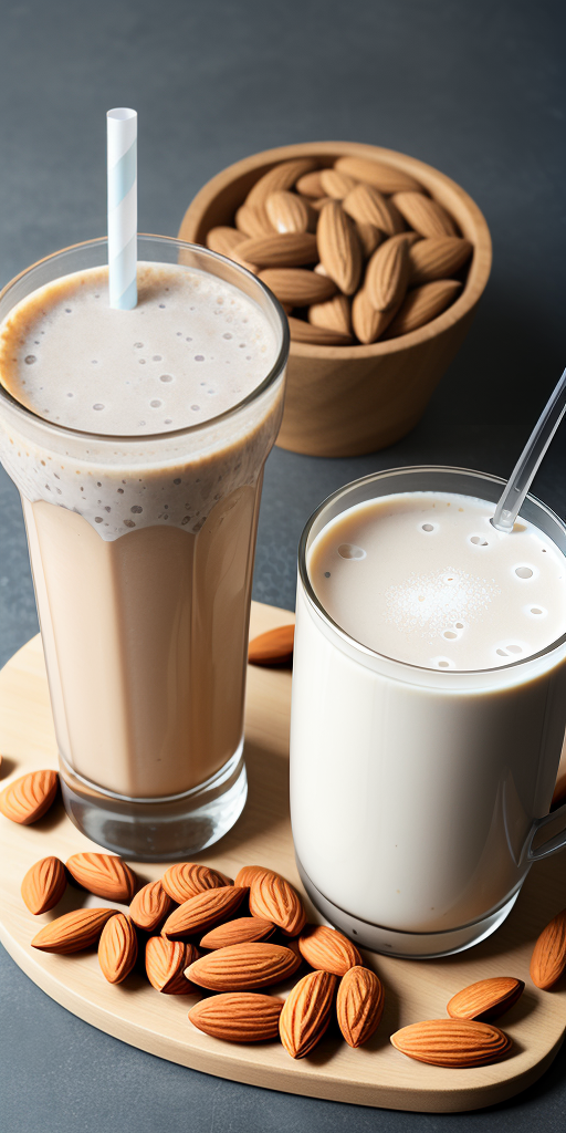 almond milk and protein shake