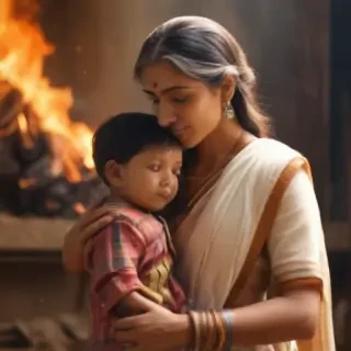 indian son with mom
