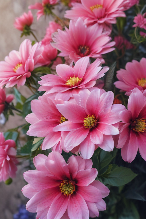 Vibrant Pink Flowers Blooming in a Lush Garden Setting Outdoors