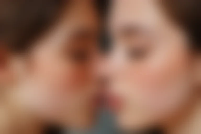 two girls kissing