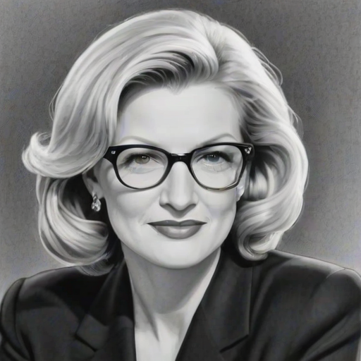 Dazzling Diane Sawyer, pencil sketch, portrait of Wonderful woman 1951s in glasses, hair style beatnik, outline, clear lines, fine lines, 8k