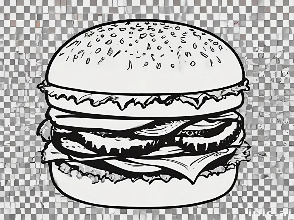 burger clipart black and white