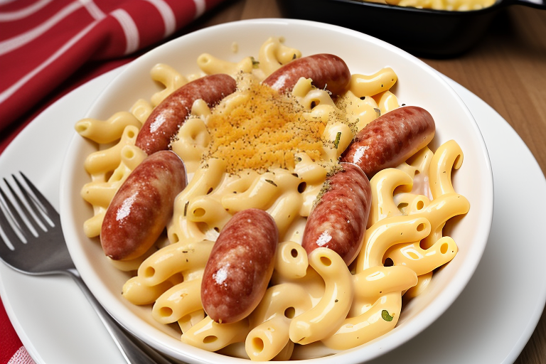 smoked sausage and mac n cheese