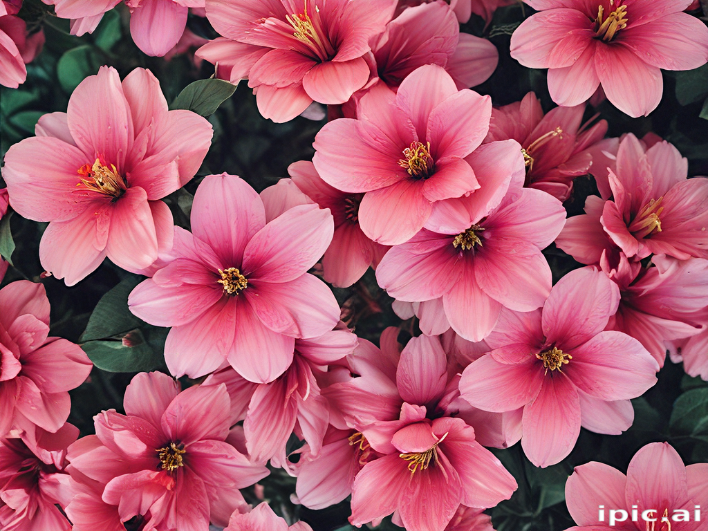 Vibrant Pink Flowers Blooming Abundantly in a Lush Garden Setting