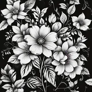 flower clipart black and white