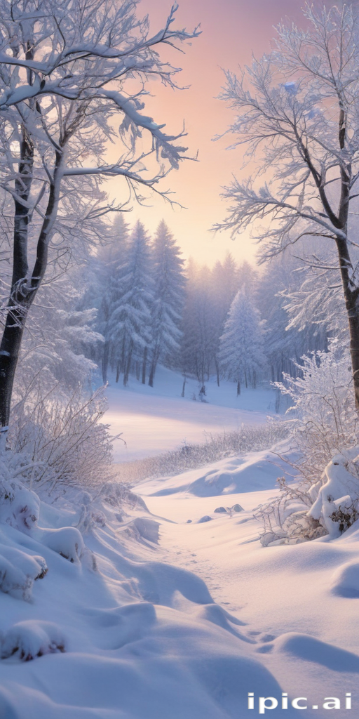Enchanting Winter Wonderland: A Serene Snow-Covered Path Through Trees