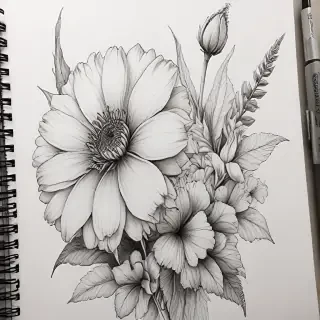 flower aesthetic drawings