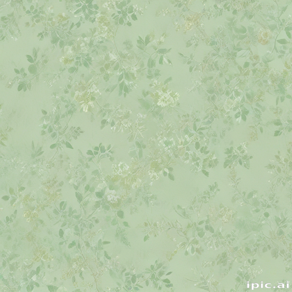 Delicate Green Floral Pattern with Soft Leaves and Subtle Textures