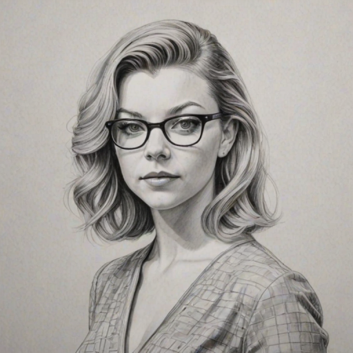 Appealing Natalie Dormer, pencil sketch, portrait of Radiant woman 1952s in glasses, hair style beatnik, outline, clear lines, fine lines, 8k