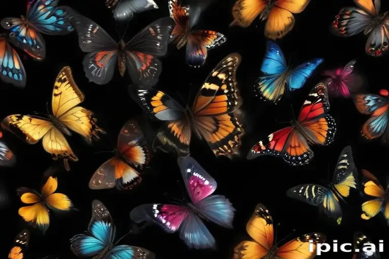 butterflies in black background