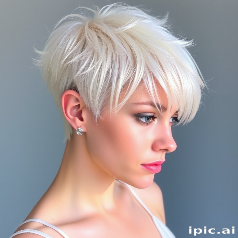 Pearlescent white pixie cut with holographic pastel highlights, the "Opal Dream" look radiates otherworldly beauty and ethereal charm