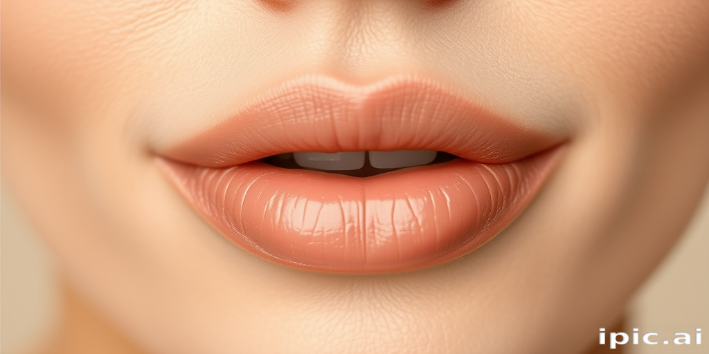 Elegant "Nude Cashmere" lips showcasing a natural, velvety beige tone, enhancing the lips' natural contours with subtle contouring